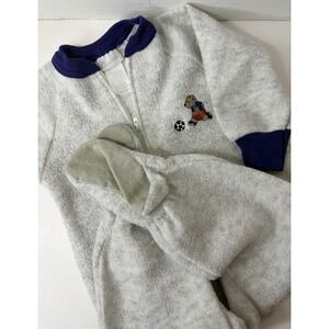 Vintage Carter's Baby 18 M Footed Sleeper Soccer Bear Gray Fleece Zip